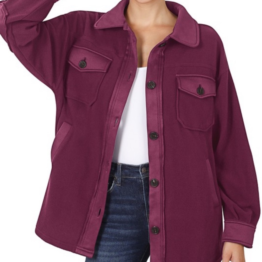 Plush Shacket in Plum